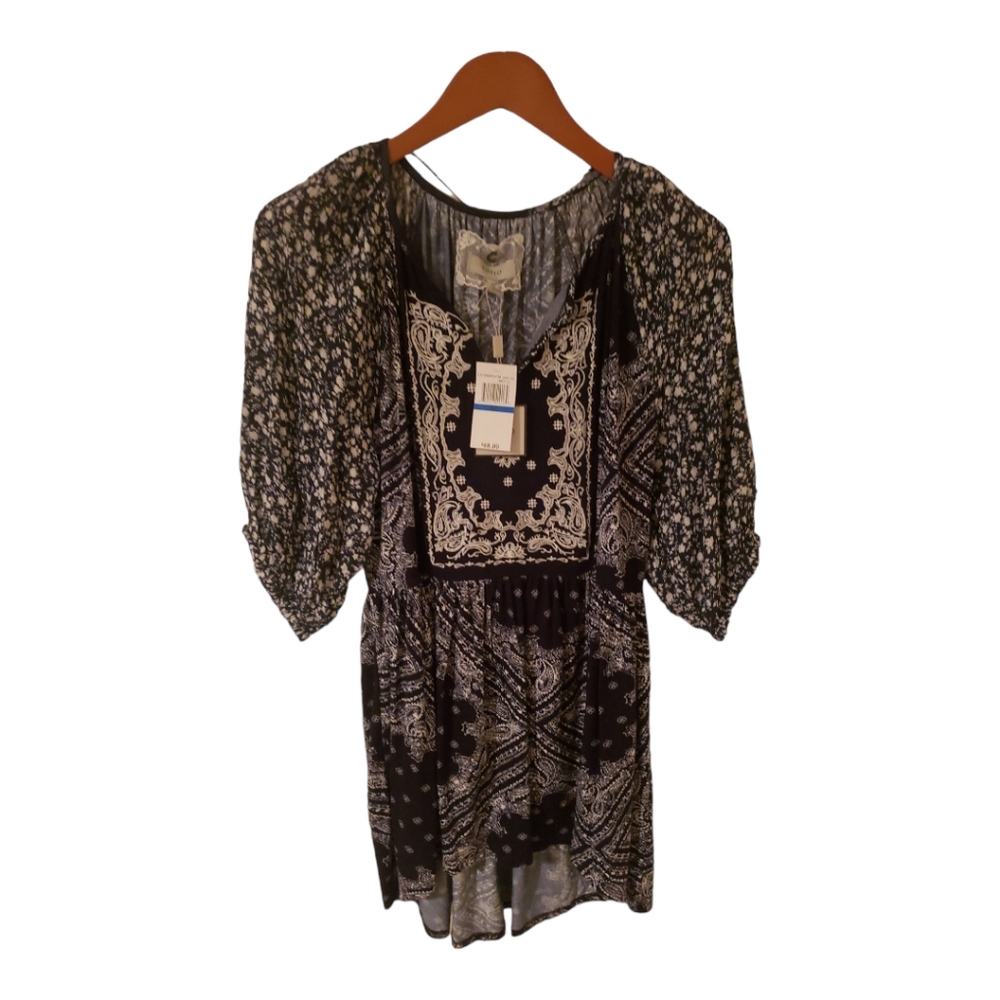 Cupio Blue Paisley extra large tunic top NWT.